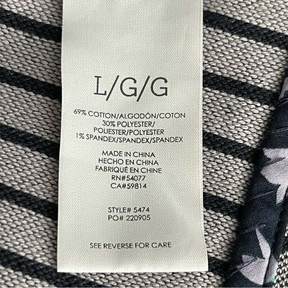 Cabi Striped Car Coat Women’s Size L 3/4 Sleeves Navy Gray - Picture 10 of 10